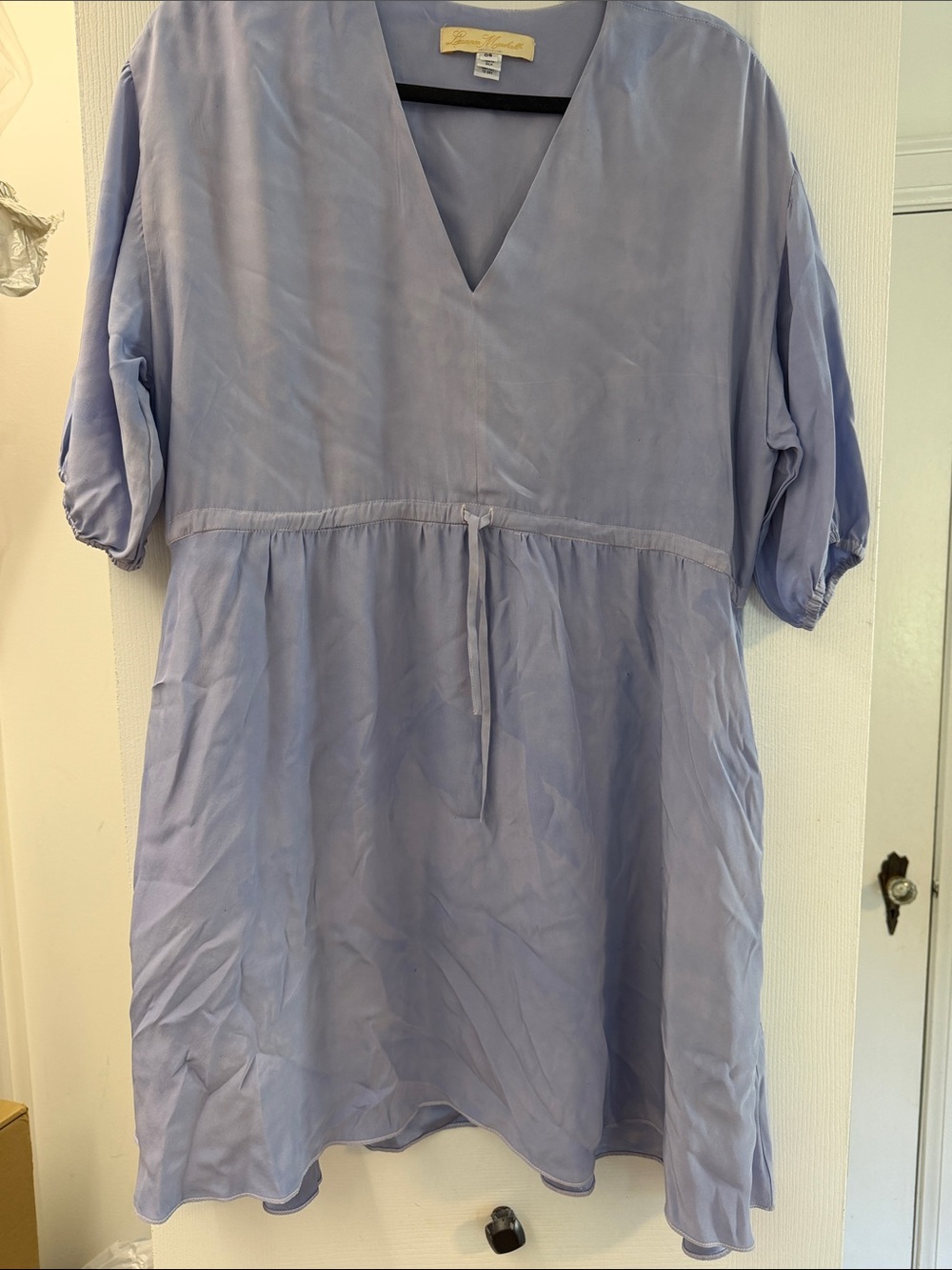 Light Lavender V-Neck Mini Dress with Tie Waist
